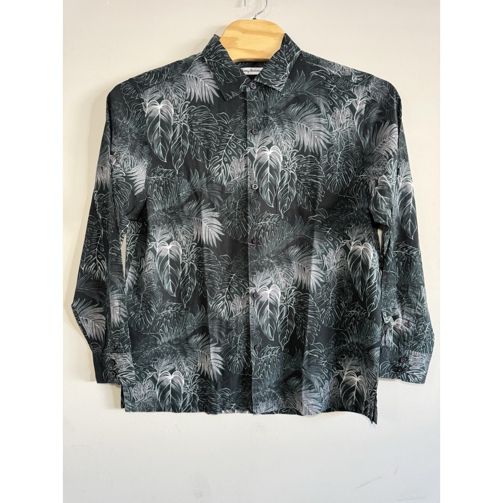 Tommy Bahama Mens Luminescent Fronds Silk Hawaiian Shirt Button Down L